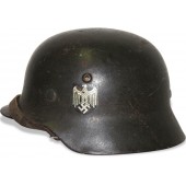 Wehrmacht Heer M35 Helm, späte Typenausgabe, EinzelAbzeichen ET62