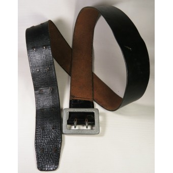 3ème ceinture en cuir noir avec boucle officier du Reich, 105 cm. Espenlaub militaria