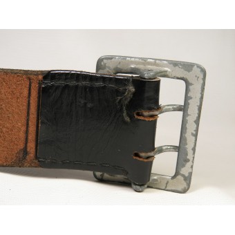 Cinturón de cuero negro de oficial de tercera Reich con hebilla, 105 cm. Espenlaub militaria