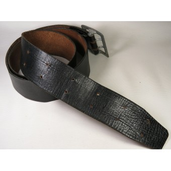 3rd Reich officers black leather belt with buckle, 105 cm. Espenlaub militaria