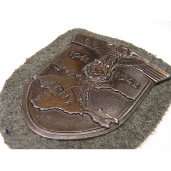 Krim 1941-1942 sleeve shield, bronzed steel. Espenlaub militaria
