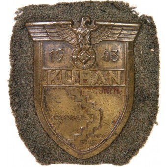 Kuban bouclier manches 1943, bon état, acier bronzé. Espenlaub militaria