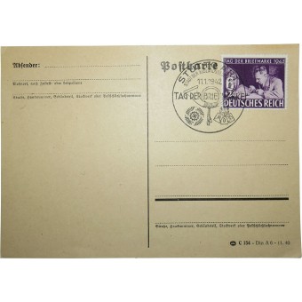 Première carte postale de jour Tag der Briefmarke. 11. Januar 1942 Stuttgart. Espenlaub militaria