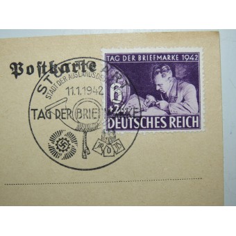 Première carte postale de jour Tag der Briefmarke. 11. Januar 1942 Stuttgart. Espenlaub militaria