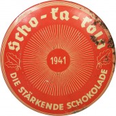 The tin of Scho-ka-kola chocolate for Wehrmacht
