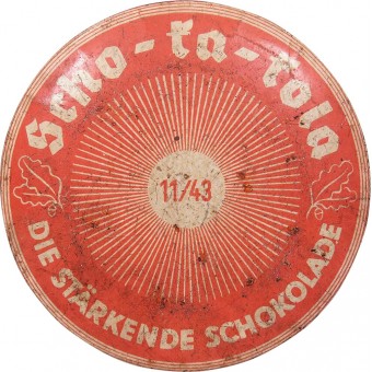 A can of German chocolate Scho-ka-Kola. November 1943 for the Wehrmacht. Espenlaub militaria