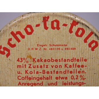 A can of German chocolate Scho-ka-Kola. November 1943 for the Wehrmacht. Espenlaub militaria