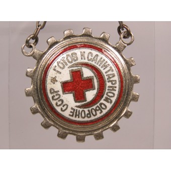 Distintivo Pronto per la difesa sanitaria dellURSS n. E65902 У. П. П. Ленобл /РОКК.. Espenlaub militaria