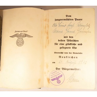 Adolf Hitler Book Mein Kampf. Cadeau de mariage Südtondern-Neukirchen. Espenlaub militaria