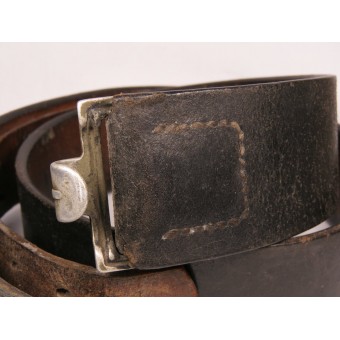 Boucle en aluminium des Jeunesses hitlériennes sur une ceinture de combat en cuir de 1938. Espenlaub militaria