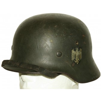 M 1940 EF 64/22701 Teräskypärä, yksi tarra. Espenlaub militaria