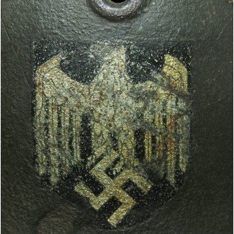 M 1940 EF 64/22701 Teräskypärä, yksi tarra. Espenlaub militaria