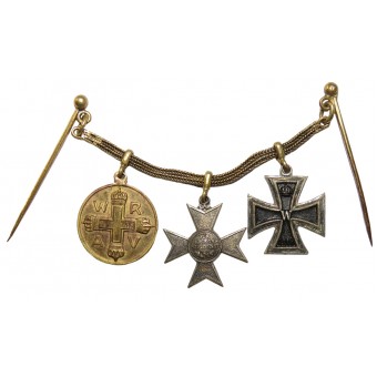 Miniature Award Pendant with Three Decorations. Espenlaub militaria