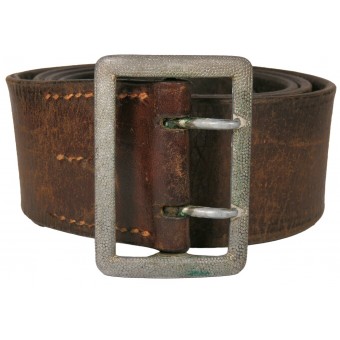 Brown Leather Belt for Command Staff with Double-Prong Zinc Buckle. Espenlaub militaria