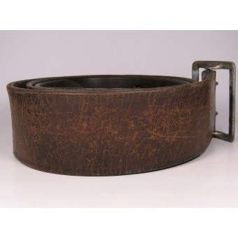 Brown Leather Belt for Command Staff with Double-Prong Zinc Buckle. Espenlaub militaria