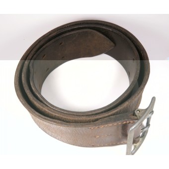 Brown Leather Belt for Command Staff with Double-Prong Zinc Buckle. Espenlaub militaria