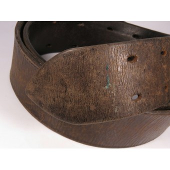 Brown Leather Belt for Command Staff with Double-Prong Zinc Buckle. Espenlaub militaria