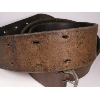 Brown Leather Belt for Command Staff with Double-Prong Zinc Buckle. Espenlaub militaria