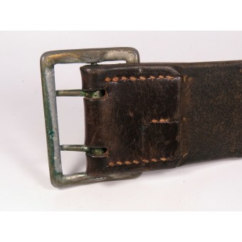 Brown Leather Belt for Command Staff with Double-Prong Zinc Buckle. Espenlaub militaria