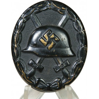 3rd Reich wound badge in black, black lacquer, brass.. Espenlaub militaria