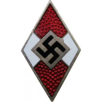 HJ, Mitgliedsabzeichen der Hitlerjugend, früher Typ.. Espenlaub militaria