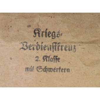 Kriegsverdienstkreuz con espadas Carl Poellath con el sobre. Espenlaub militaria