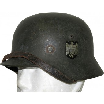 M 35 Wehrmacht Heer doppio casco adesivo nel campo camo grezzo. Espenlaub militaria