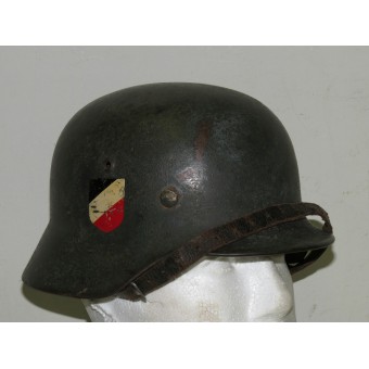 M 35 Wehrmacht Heer dubbele sticker helm in veld ruwe camo. Espenlaub militaria