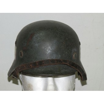 M 35 Wehrmacht Heer double decal helmet in field rough camo. Espenlaub militaria