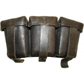 German Heer or Waffen SS, black leather ammo pouch