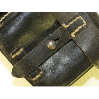 Pochette de munitions en cuir noir pour fusil G 43 Walther. Espenlaub militaria