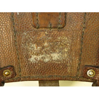 Luftwaffe brun läder tidig K 98 väska märkt Gustav Schiele 1938 år. Espenlaub militaria