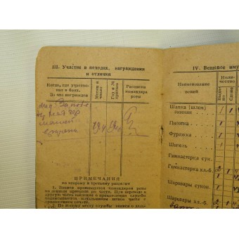 Ejército Rojo paybook del soldado. Expedida al soldado rojo servido en NKVD batallón de guardia de ferrocarril. Espenlaub militaria