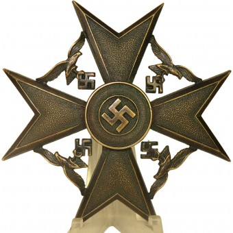 Spanish cross in bronze without swords by Steinhauer & Luck, marked L/16. Espenlaub militaria