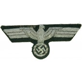 Wehrmacht Heer aluminum bullion hand embroidered breast eagle on felt
