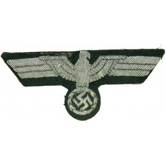 Wehrmacht Heer aluminum bullion hand embroidered breast eagle on felt. Espenlaub militaria