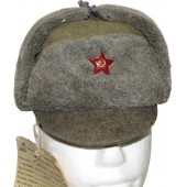Röda arméns experimentella vintermössa med visir, modell 1941, sällsynt.