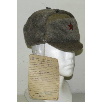 Gorro de invierno experimental del Ejército Rojo con visera, modelo 1941, Raro.. Espenlaub militaria