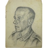Saksalaisen sotataiteilijan G. Stauchin etusivun taideteos. Kesäkuu 1943, itärintama. Alkuperäinen.