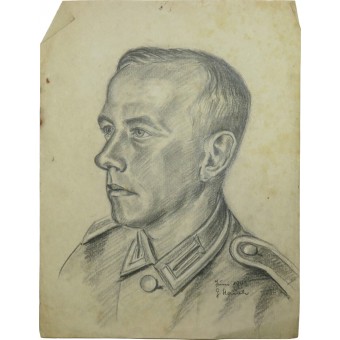 Obra de arte frontal del artista de guerra alemán G. Stauch. Junio de 1943, Ostfront. Original.. Espenlaub militaria