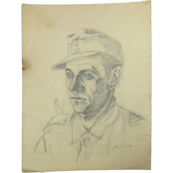 Рисунок немецкого солдата. Фронтовая работа художника Г. Штаух. Espenlaub militaria