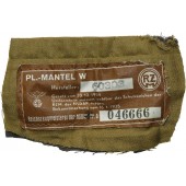 NSDAP political leader overcoat's RZM label - " Pl. Mantel"