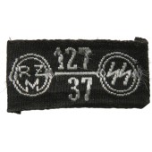 Черная шелковая бирка для знаков различия войск SS-VT, SS- TV, A-SS с номером SS 127/37 RZM