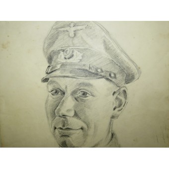 Feldwebel tedesco, opera di G. Stauch, artista di guerra della Wehrmacht. Giugno 1944, fronte orientale. Originale.. Espenlaub militaria