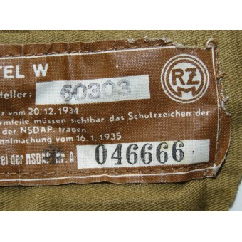 RZM-Etikett des NSDAP-Führungsmantels - Pl. Mantel. Espenlaub militaria