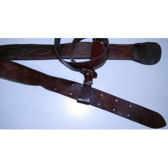 Cintura in pelle M33 con cross-cinghia, ottime morbido e flessibile condizione. Espenlaub militaria