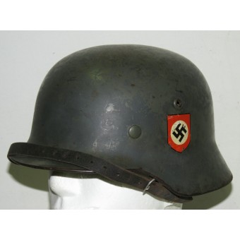 SS VT, SS TV, ET- 66 M 35 double decal SS steel helmet. VA-SS marked chinstrap. Espenlaub militaria