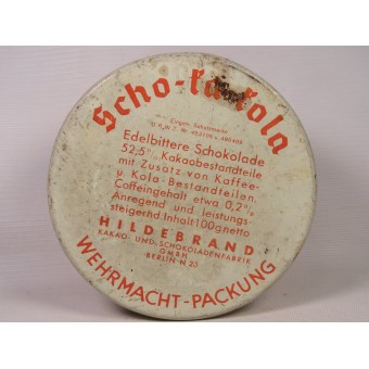 Chocolate Scho-ka-Kola tyhjä tina Wehrmachtille. 1941 Wehrmacht Packung. Espenlaub militaria