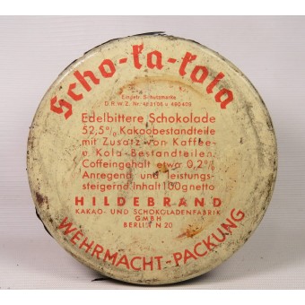Lattina vuota di cioccolato Scho-ka-kola per la Wehrmacht. 1941 Wehrmacht Packung. Espenlaub militaria