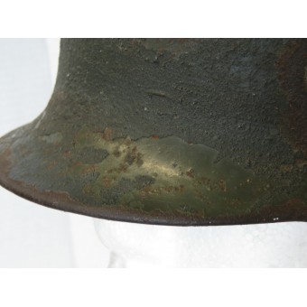 Немецкий стальной шлем м35 Вермахт. Боевняк с попаданием. Espenlaub militaria